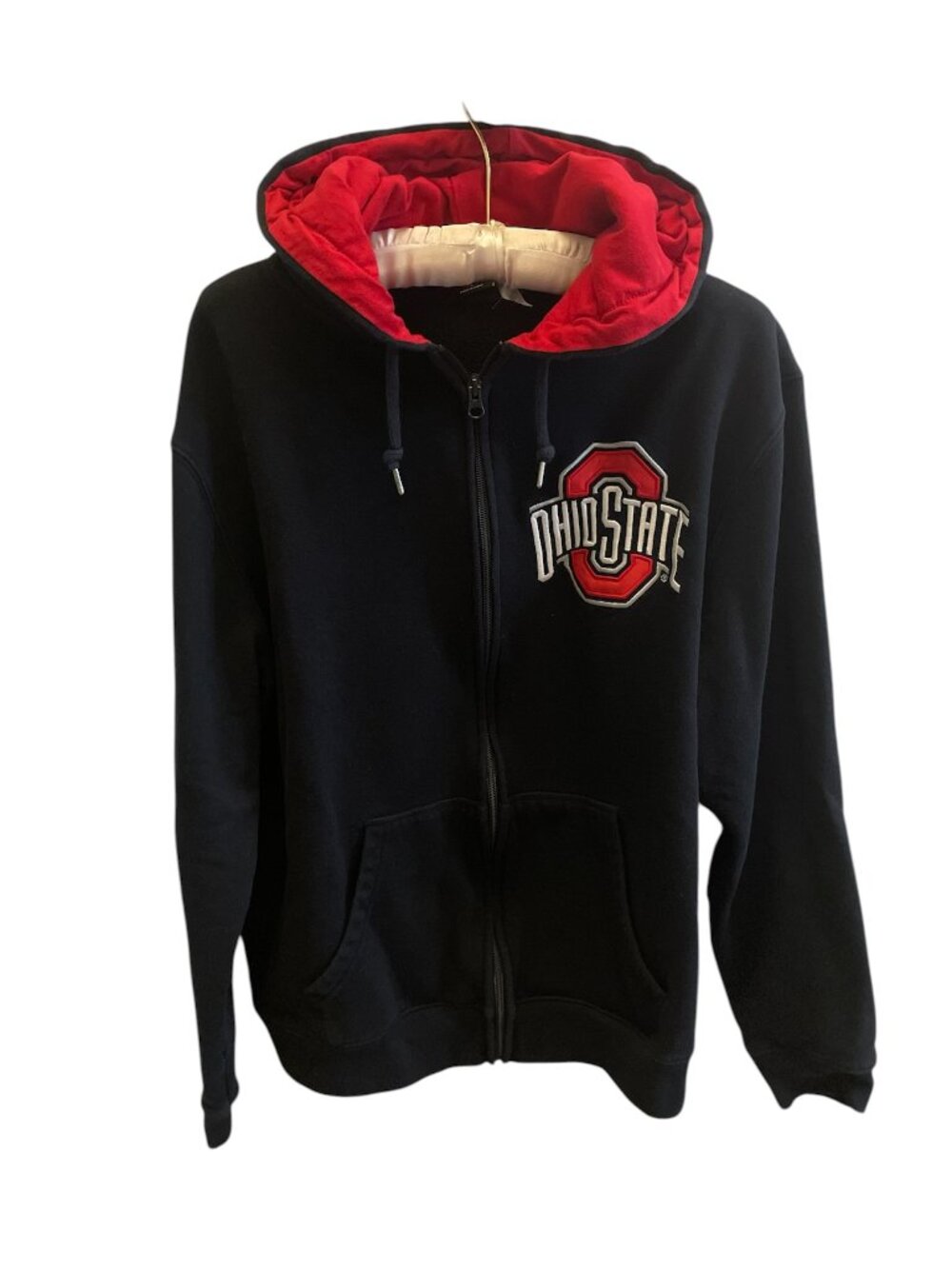 Ohio State Full Zip Adult Large Hoodie-Black, Red, White